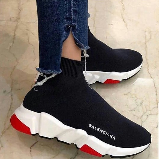 Balenciaga Speed Trainer Sock sneakers shoes BLACK white For