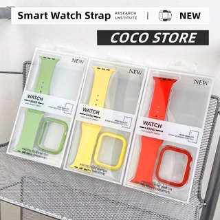 2 IN 1 Apple Watch Case & Strap for Apple Watch 41mm 40mm 45mm 44mm IWatch Series 7 SE 6 5 4 Tempered Glass Case Apple Watch Band