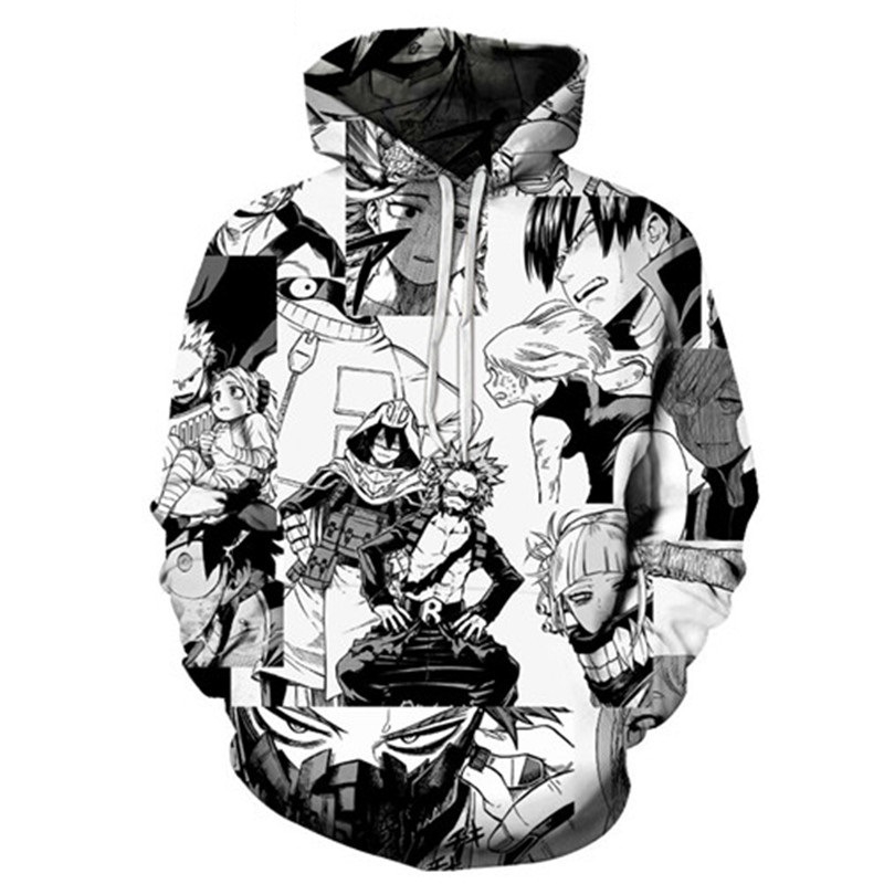 My Hero Academia Series 5 Cosplay Black and White Hoodie Woman's 3D