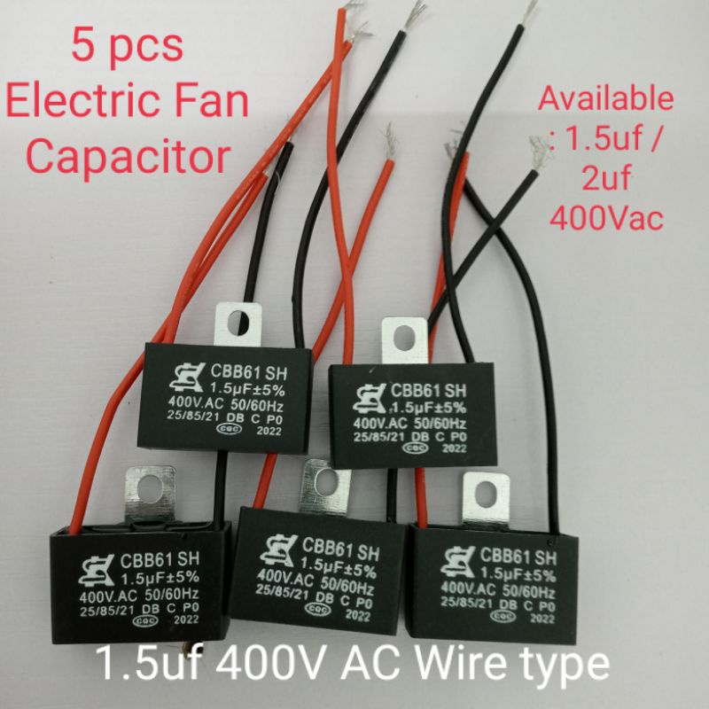 Electri fan Capacitor Wire Type 1.5uf / 2uf 400Vac Shopee Philippines