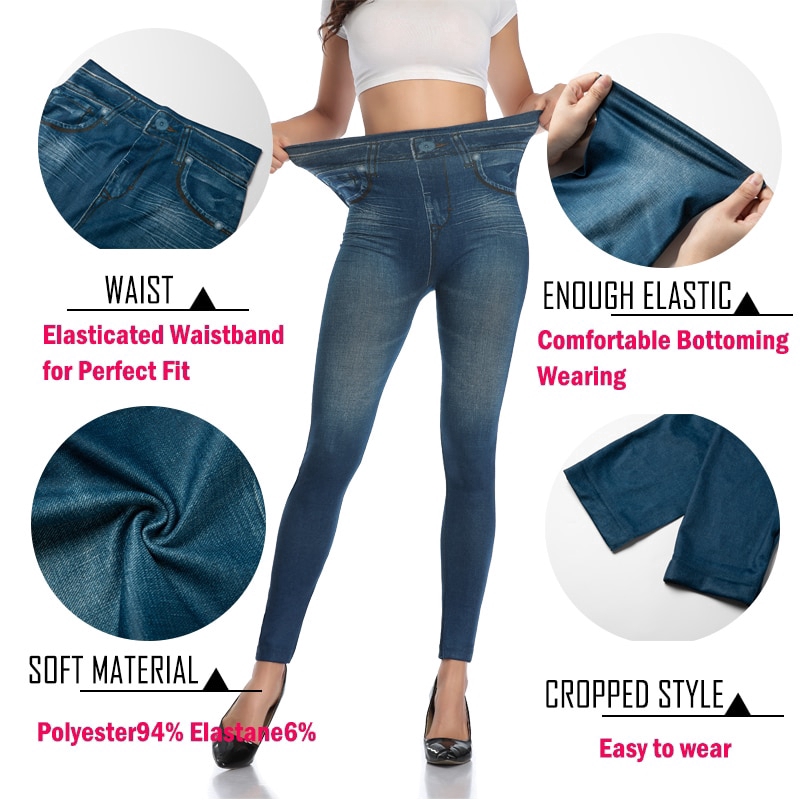 denim jeggings with elasticated waist
