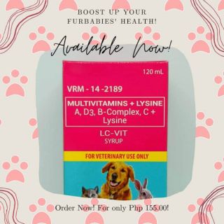 LC-Vit Syrup 120 ml.(Multivitamins + Lysine) for Dogs, Cats, and other animals