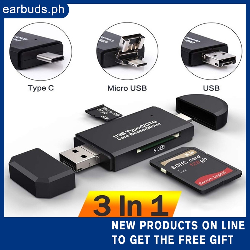 SD Card Reader USB C Card Reader 4 In 1 USB 2.0 TF/Mirco SD Smart