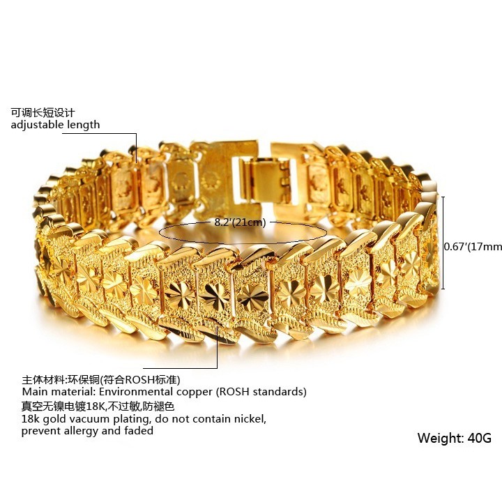 Mens Bracelet 18K Real Gold Plated Chain Bracelet Shopee Philippines