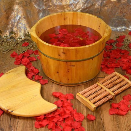 Round Deep Wood Foot Spa Bath Basin Tub Feet Washing Warm ...