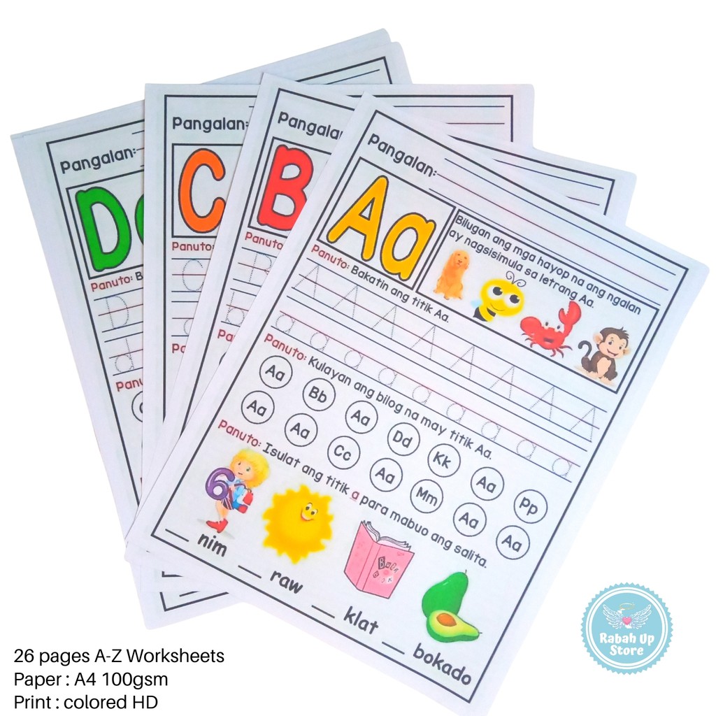 worksheets filipino 26 letters dry erase pocket sleeve for home schooling shopee philippines