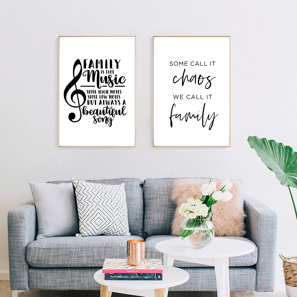 Simple Style Family Quote Poster Canvas Painting Music Note Wall Art Pictures Living Room Nordic Decor Home