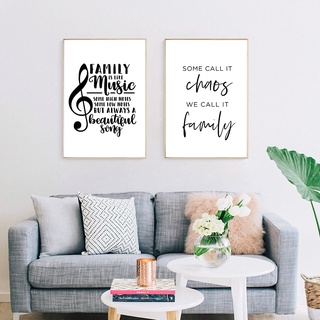 Simple Style Family Quote Poster Canvas Painting Music Note Wall Art Pictures Living Room Nordic Decor Home #3