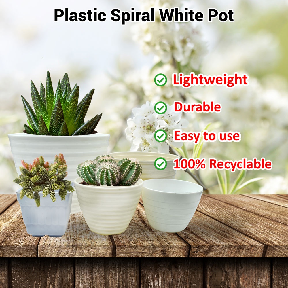 Alexa Plastic Spiral Plant Pot Flower Pot Indoor/Outdoor Round,Square ...