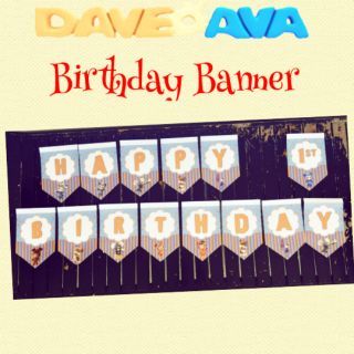 Dave and Ava Personalized Happy Birthday Banner #1