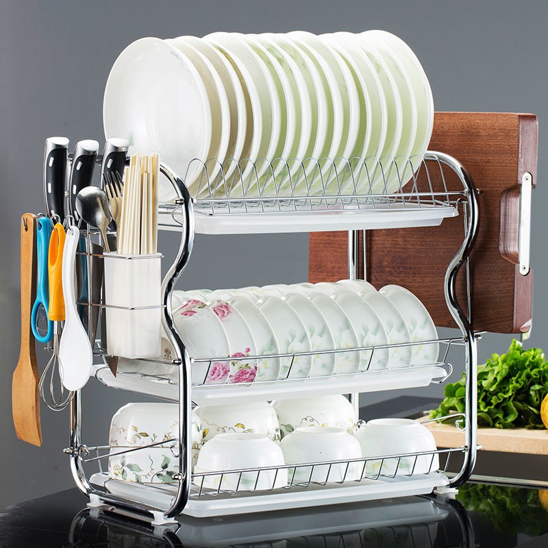 3Tier Dish Rack Drainer Stainless Steel Dish Organizer Plate Organizer