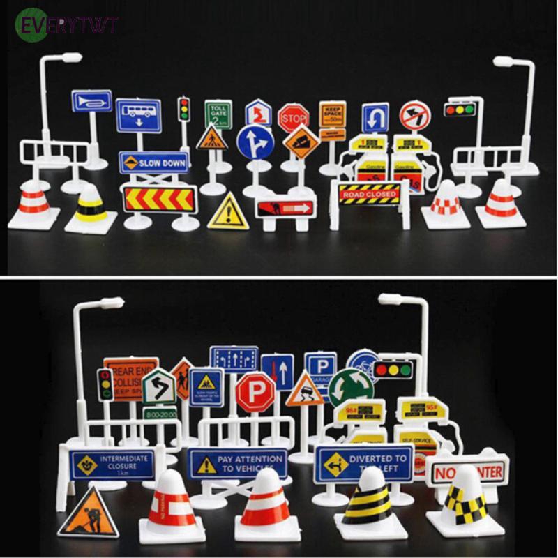 EVER*~Toys English Road Sign Kids Traffic Sign Signage Self-assembled ...