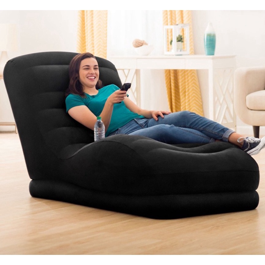 Single back sofa lazy lounge chair L-shaped inflatable sofa | Shopee Philippines