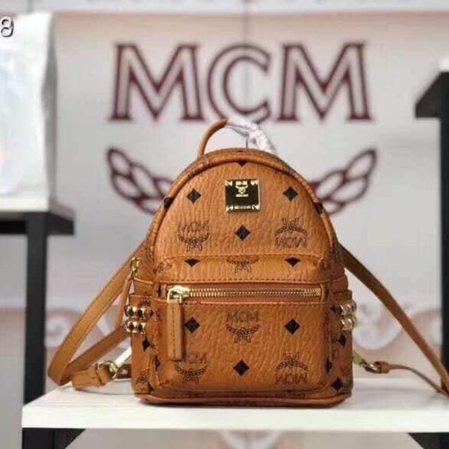 mcm stark side studs bebe boo backpack in visetos