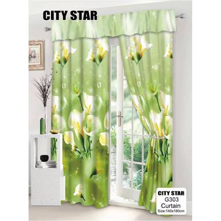 Colorful Flower Print Window Curtain 140*180 Home Decoration Green Plants Field Style #6