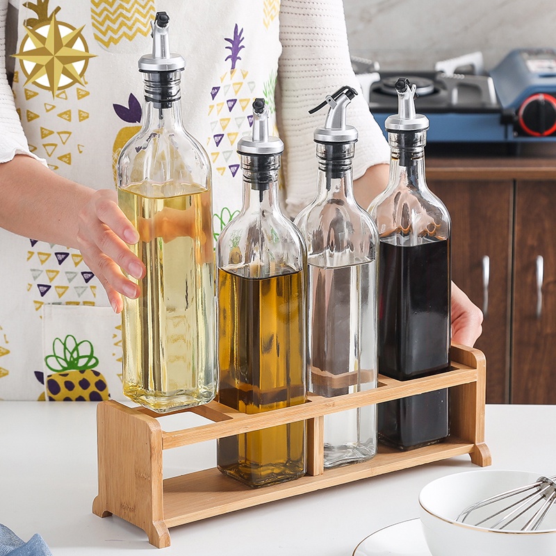 500ML Condiment Bottle Dispenser Glass Oil Container Kitchen Cooking