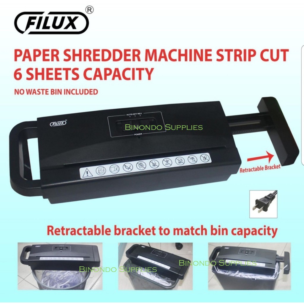 Filux Paper Shredder Without Waste Bin Strip Cut 4 Sheets Capacity