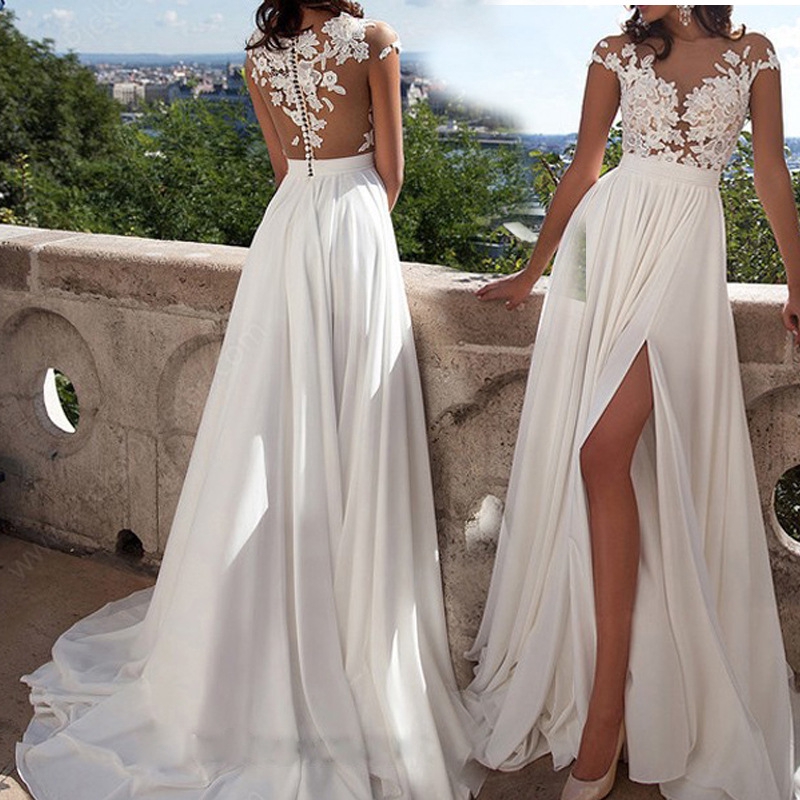 [Ready Stock] Women Wedding Bride White Lace Sexy Deep V-Neck Backless ...
