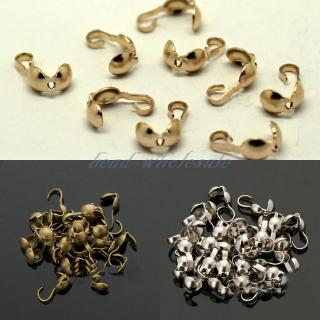 100/300Pcs New Silver Gold Plated Metal Crimp End Caps Beads Jewelry Charm 
