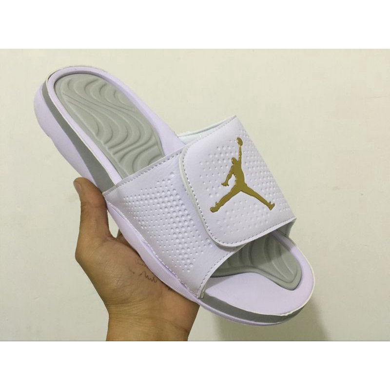 white jordan slippers