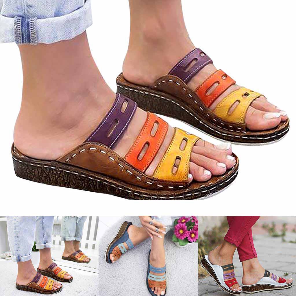 3 color stitching sandals