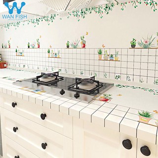 WANFISH grid plants design self adhesive waterproof pvc wallpaper oilproof fireproof decor sticker