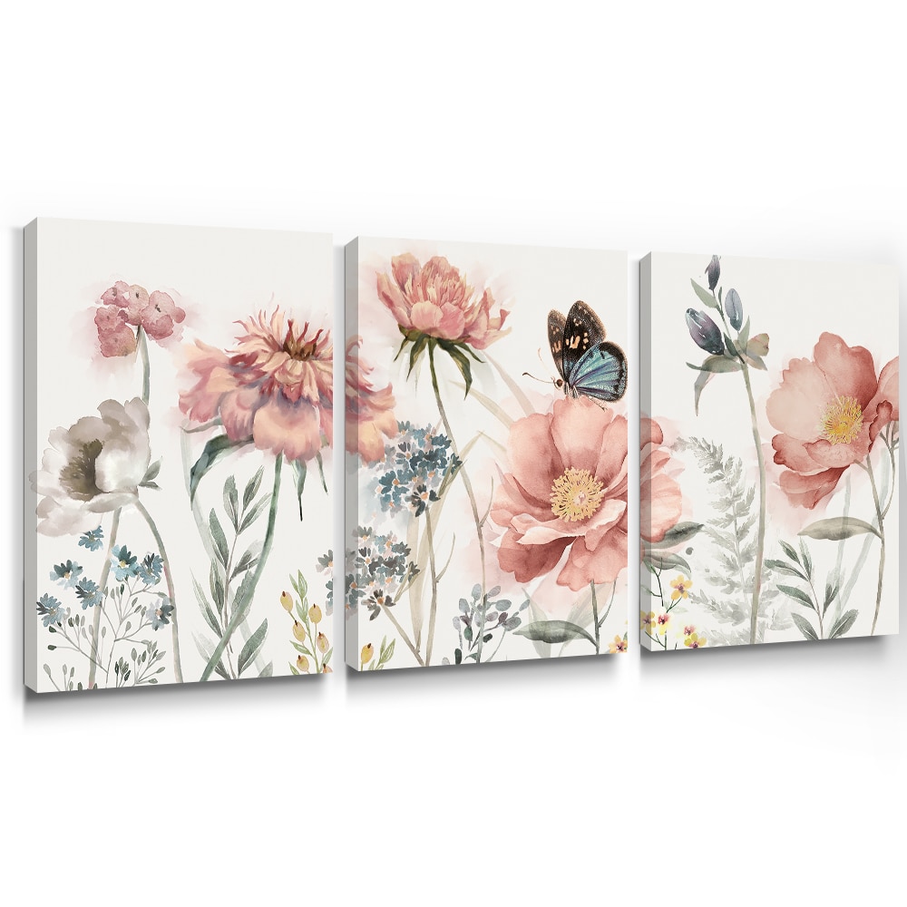 Pink Bathroom Prints Flower Wall Art Canvas Painting Botanical Poster ...