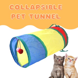 Rainbow Foldable Cat Tunnel Toy Funny Pet 2 Holes Play Tubes Balls Collapsible Tunnel Kitten Toy