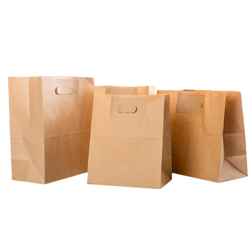 10pcs Kraft Brown Paper Bags for Food Take Out, Brown Paper Grocery