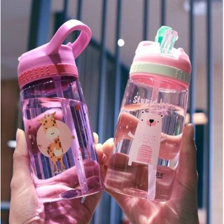 Baby Kids Cartoon Straw Bottle Plastic Tumbler 450ml