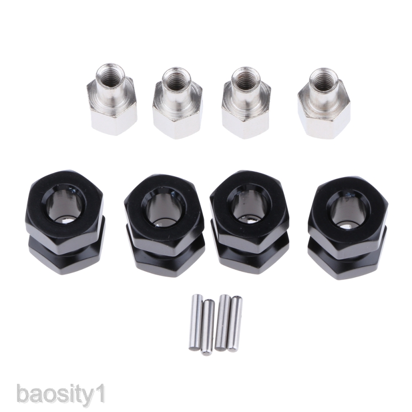 Black 4Pcs Wheel Hex Hub 12mm to 25mm Extension Adaptor 4 Longer Combiner Coupler for 1/10 RC Crawler Upgraded Parts Axial SCX10 CC01 Jeep Wrangler 