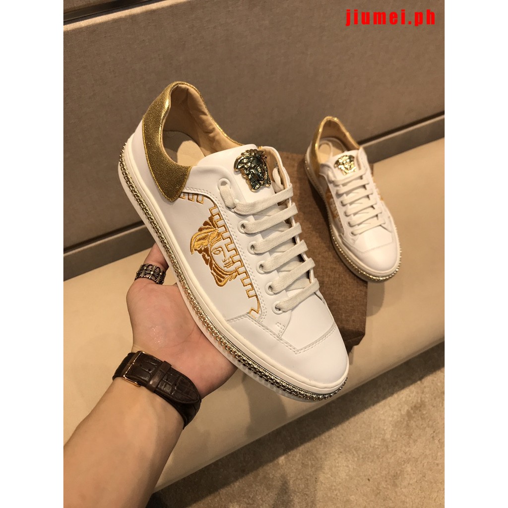 versace shoes white gold