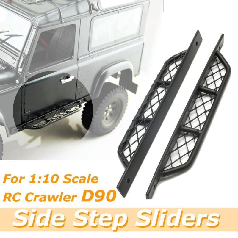 1Pair Black Metal Side Step Sliders for RC 4WD D90 Defender 1:10 RC Crawler