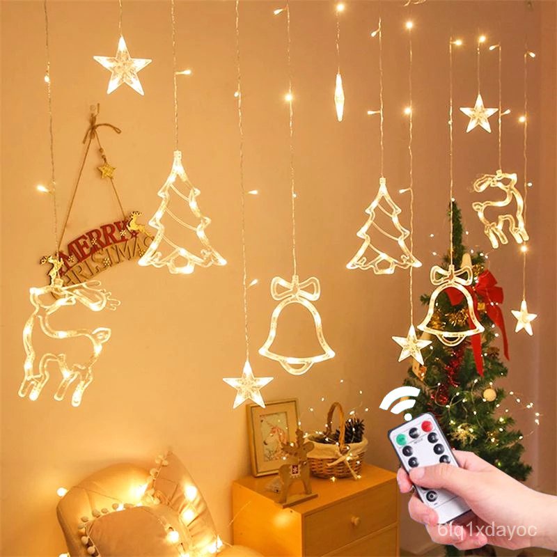 T8oI Christmas Lights Led 3.5M Curtain String Light Garland Star Moon ...