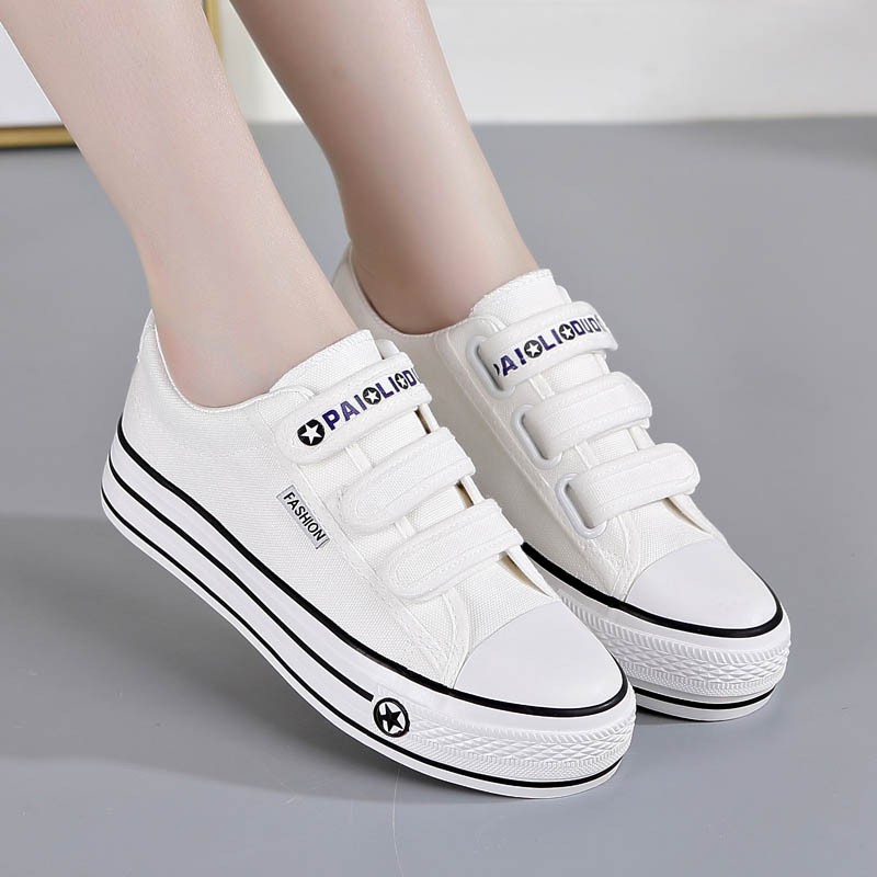 white canvas shoes with velcro