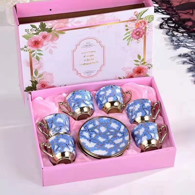 OFNATURE 12 Pieces Ceramic Coffee Cup Saucer Gift Box Set Bone China Tea Cups Saucers Shopee