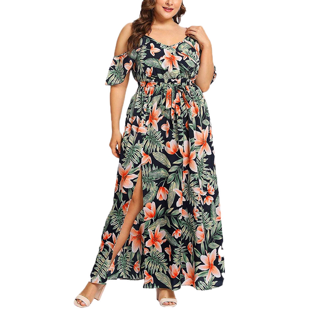 off the shoulder long floral dress