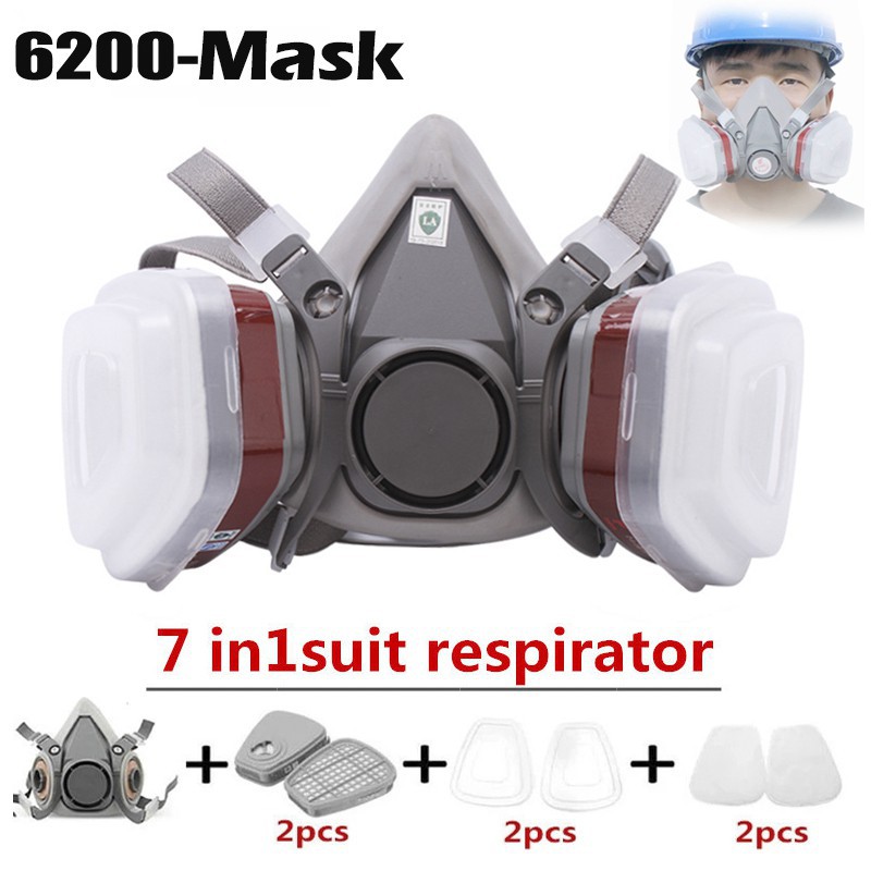 3M Mask 7in1 6200 Gas Mask Half Face Safety Respirator Mask Filter Dust ...