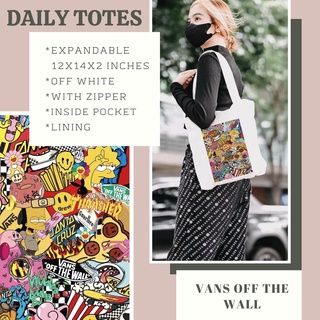 Vans Aesthetic Totebag with zipper and inside pocket