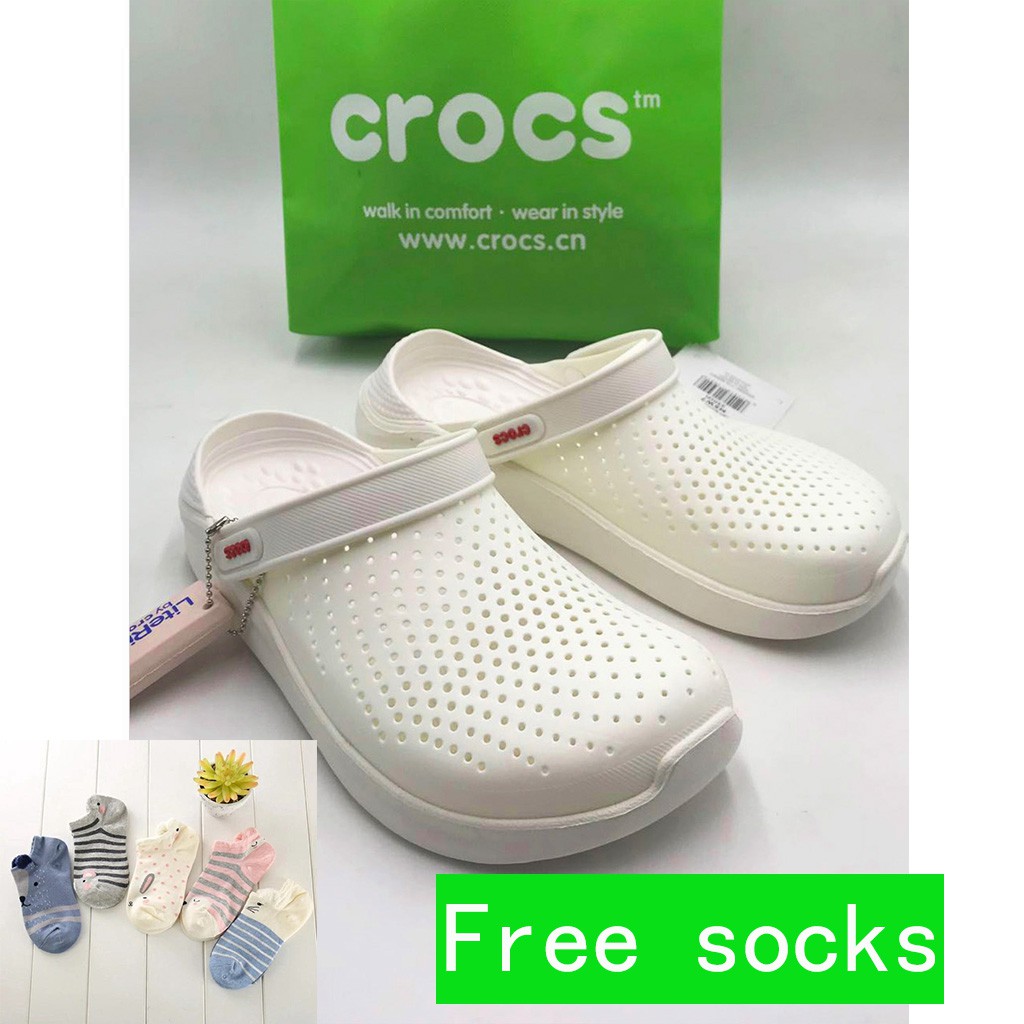 crocs white slip on
