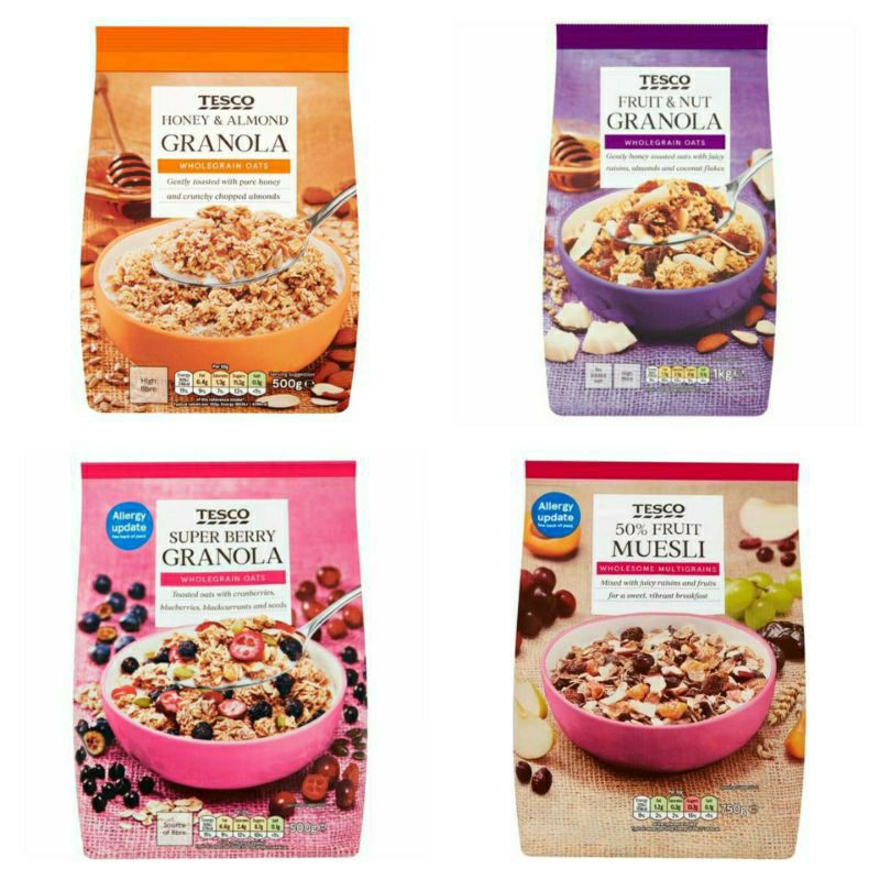 Tesco Granola 500G/1000G (Super Berry Granola, Honey & Almond, and