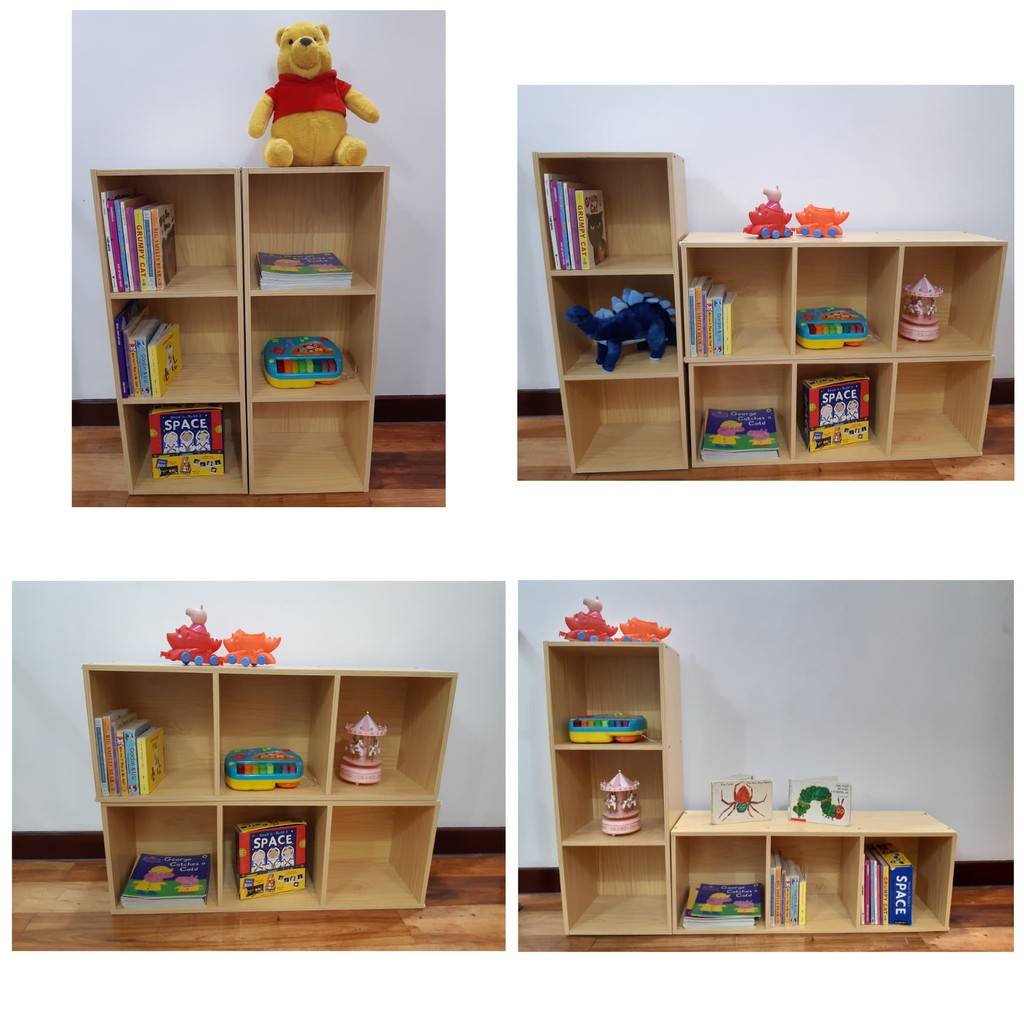 3 Tier Stackable Wooden  Toy Shelf Bookshelf  Shopee 