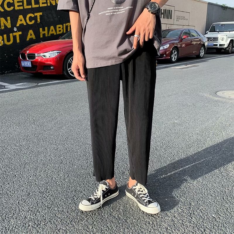 Korean Black Pants Men 2026.Korean Baggy Pants Men