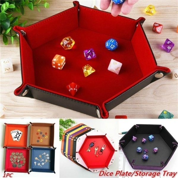 4 Colors SIQUK 4 Pieces Dice Tray Glitter PU Leather Dice Rolling Tray Folding Square Dice Holder for Dice Games Like RPG DND and Other Table Games 