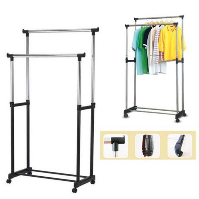 Stainless Steel Double Clothes Hanging Rack Shopee Philippines