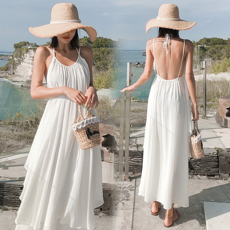 beach dress white long