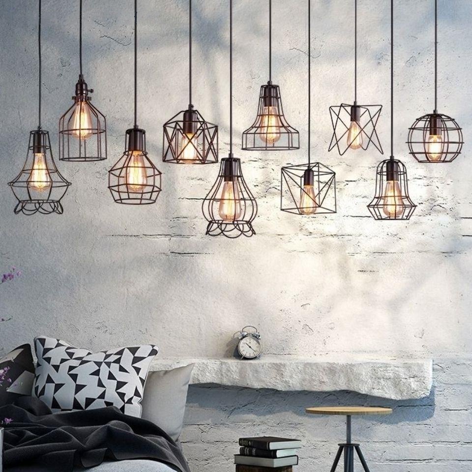 Retro light iron chandelier creative bar restaurant store aisle home ...