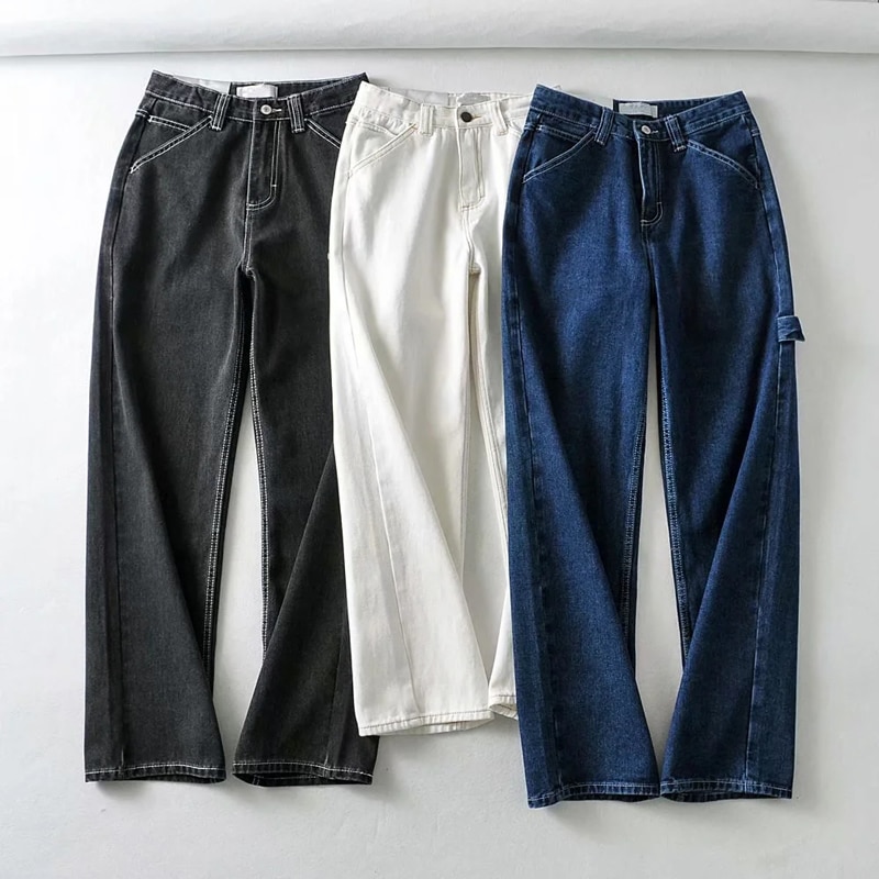 womens jeans with white stitching