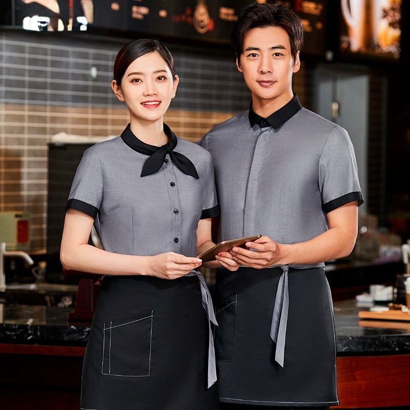 Summer Man Waiter Uniform Hotel Food Service Waitress Uniform Cafe ...