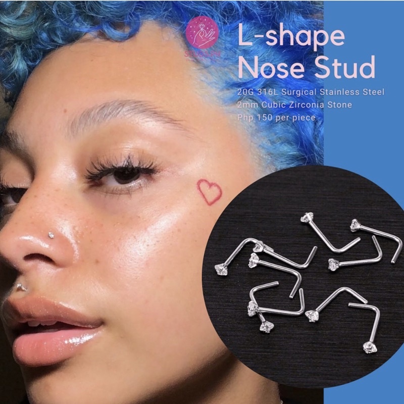 Studs.Ph | 1 Piece L-Shaped Nose Stud / Nose Ring Piercing Jewelry | Shopee  Philippines